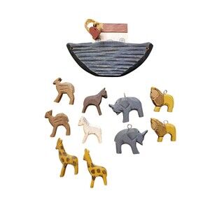 11 Wooden Mini NOAH’S ARK Pieces Crafting Primitive